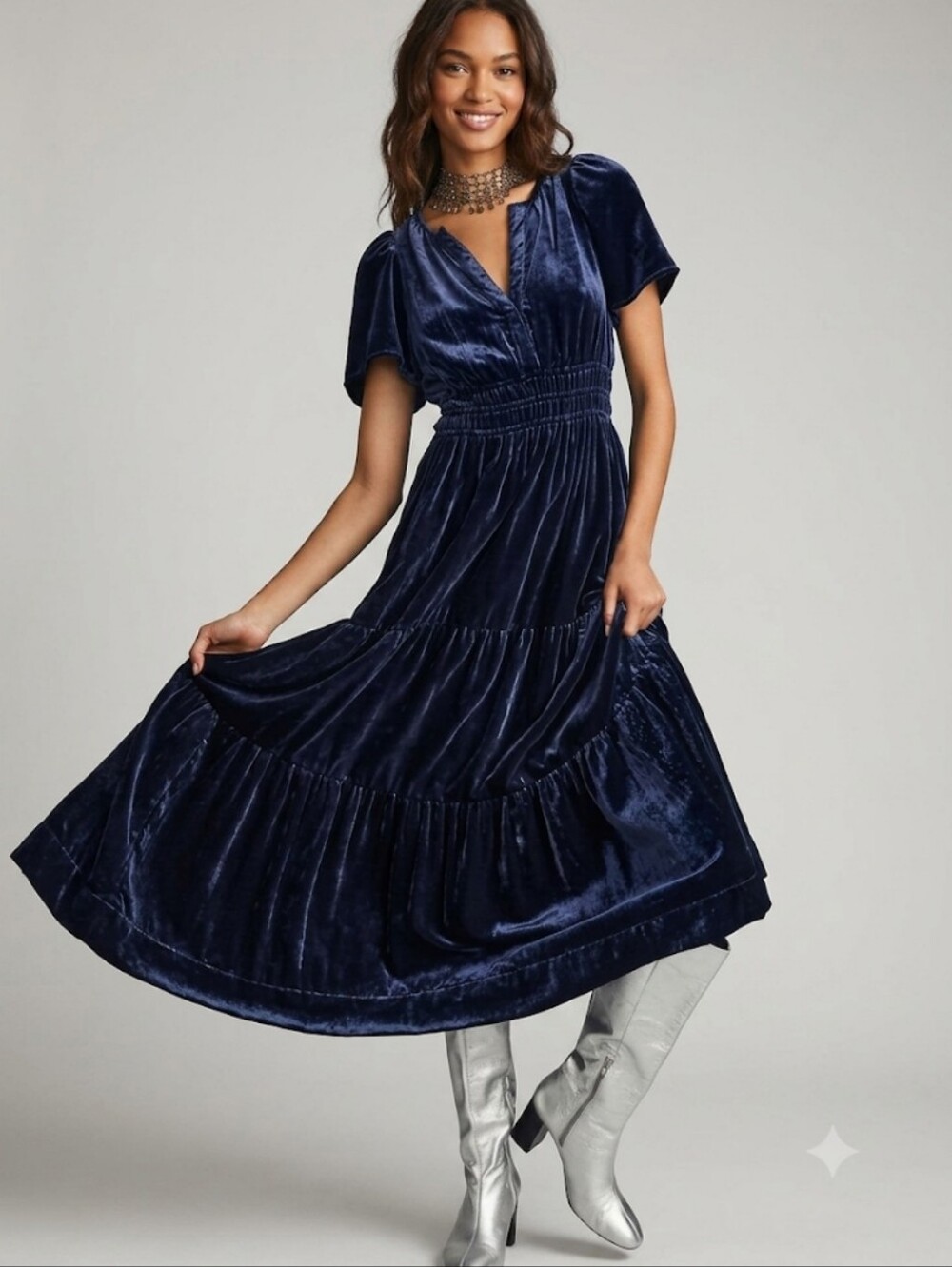 Anthropologie The Somerset Maxi Velvet Dress Size XS Holiday